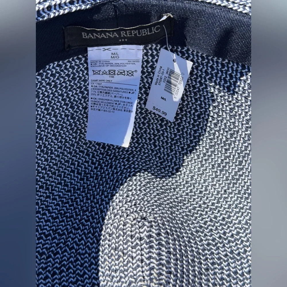 NWT Banana Republic Factory Blue and White Women's Hat Fedora Beach Coastal Lake